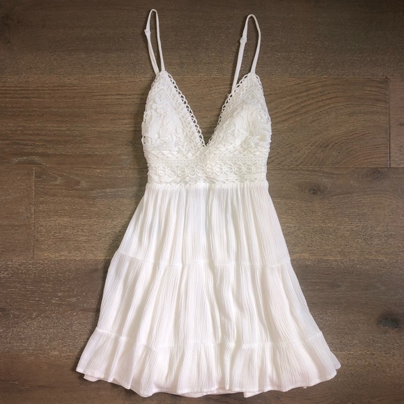 Dresses & Skirts - White Fit & Flare Strappy Lace Dress